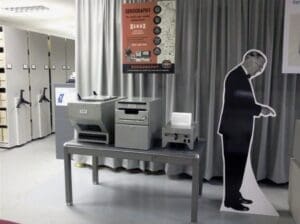 Xerox Copier with Poster and Cardboard Cut-out of Businessman from the Late 1950s
