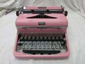 Royal Quiet De Luxe Typewriter in Pink from the 1940's Pink