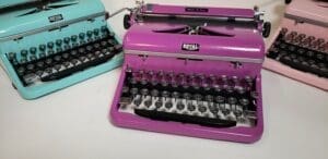 Royal Quiet Deluxe Typewriter in Lavender With Sparkle from the 1940's
