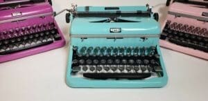 Royal Quiet Deluxe Typewriter in Teal Green from the 1940's