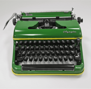 Olympia Typewriter in Kelly Green with Yellow Stripe