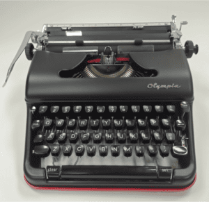 Olympia SM3-SM4 Typewriter in Flat Black with Red Stripe